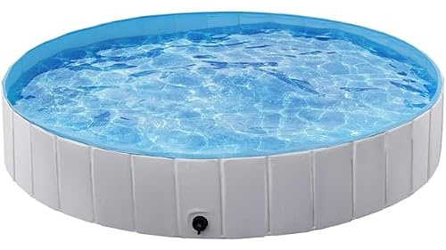 Yaheetech Piscine Chien Pliable 160 x 30cm Piscine Baignoire Chiens Bassin de Baignade Portable Bain pour Chien/Chat Extérieur Intérieur Antidérapant avec Patchs de réparation et Brosse Gris