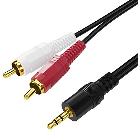 iYueMps 3.5mm to 2RCA Audio Cable - 3m/10ft, 3.5mm Male to 2RCA Male Y Cable (Red/White, Stereo Audio) Compatible with DJ Controller, Speaker, Turntable, TV, Car Stereo, Hi-Fi Amplifier