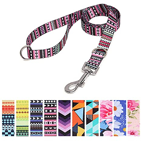Suredoo Soft Nylon Dog Lead Leash with Colorful Patterns, Comfortable Strong Dog Training Walking Lead Leashes with 2 D-ring for Small Medium Large Dogs, 1.2m × 2.0cm (Bohemian Purple)