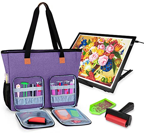 Luxja Tragetasche für Diamantmalerei-Zubehör und A3-Lichtpad, Diamant-Maltasche für A3 und B3-Lichtbox (nur Tasche), Lila