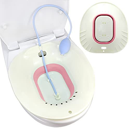 Faltbares Sitzbad für Toilette, Bidet einsatz für Toilette mit Flusher, Geschenke für Ihre Lieben - Heublumen Sitzbad Schwangerschaft, Sitzbadewanne Erwachsene, Sitz Bath, Sitzbad Hämorrhoiden (pink)