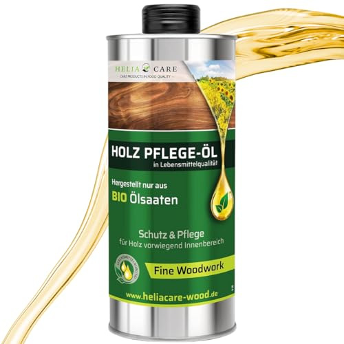 HeliaCARE Holzöl farblos Fine Woodwork - BIO Holzpflegeöl - Nachhaltiges Holz Öl aus Deutschland für natürliche Holzpflege - Möbelöl als Holzschutz für alle Holzarten (250ml)