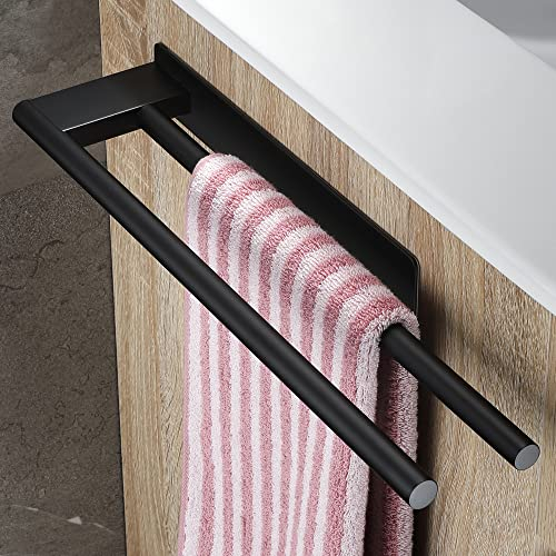 OETAMS Handtuchhalter Ohne Bohren Schwarz Matt Handtuchstange Bad Edelstahl Badetuchhalter Selbstklebend Handtuchhalter Doppelt, 39CM