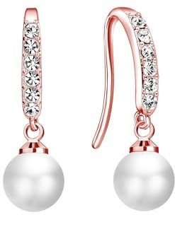 Philip Jones Rose Gold Plated Pearl Drop Earrings Created with Zircondia® Crystals