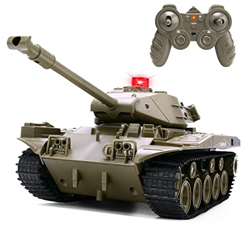BEAURE Remote Control Tank for Kids, M41A3 American Army Battle Programmable RC Tanks with Lights & Realistic Sounds, RC Military All Terrain Off-Road Vehicles, Great Gift Tank Toy for Boys