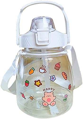 YUANLE Bouteille d'eau en Plastique Mignonne de Grande capacité de 1,3 L avec Bouteille d'eau Portable étanche à la Paille et à la Corde, adaptée aux Sports de Plein air de Fitness