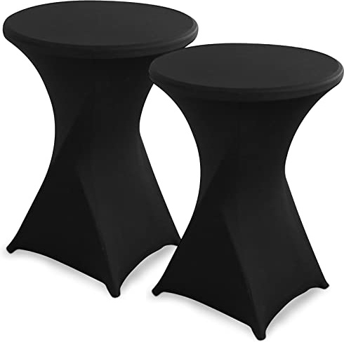 95Street 2 Stück Stretch Stehtischhüsse,Ø80-85cm Hochwertige Tisch-Überzug Elegante Waschbare Tischdecke für Bar, Geburtstagsfeier, Hochzeit (Schwarz)