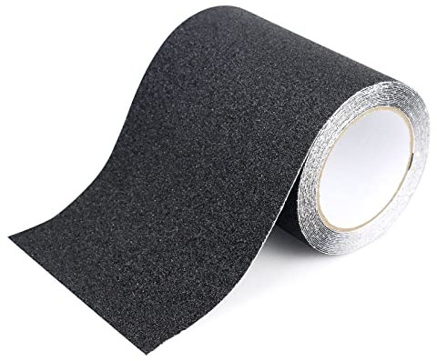 Bande antidérapante adhésive, Ruban antidérapant Noir 15 cm x 5 m pour escaliers, marches, revêtements de Sol, Ruban antidérapant Solide, Autocollant, BOMEI PACK