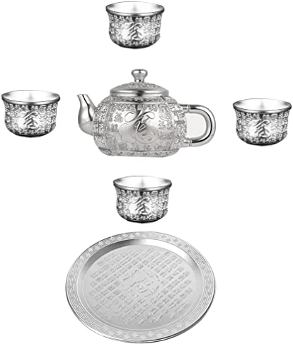 PURRL Juego de teteras Vintage Tazas de Metal: Tetera turca Retro Tazas de té Antiguas Tetera de té de aleación de Zinc Tetera de China para té de Hojas Sueltas Té de la Tarde Little Surprise