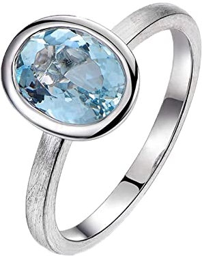 Verlobungsring Aquamarin, Fashion Rings 18 Karat Weißgold Ovaler Aquamarin 1,35 ct Ringe Blau Eheringe Schmuck Geschenke für Frauen