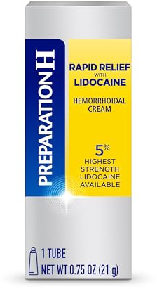 Preparation H Rapid Relief Hemorrhoid Cream with Lidocaine, Numbing Relief for Swelling, Pain, Burning and Itching - 0.75 Oz Tube
