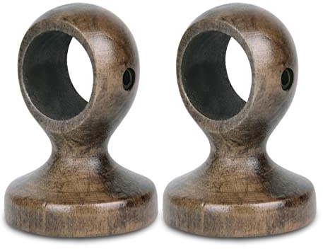 MERCURY TEXTIL- Pack de 2 Soportes Decorativos (Marrón) | para Barra de Madera de Pared o Techo. Colgador para Barras de Cortina de ø 28mm
