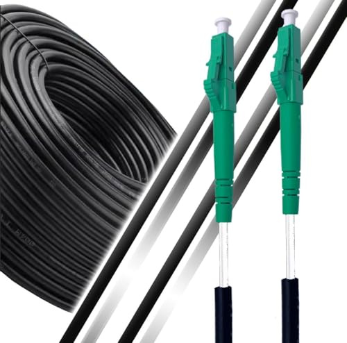 Elfcam® - 120m Cavo in Fibra Ottica per Esterni, da LC/APC a LC/APC OS2 Simplex, Monomodale, Diametro Cavo 5,0 mm, 120 Metri
