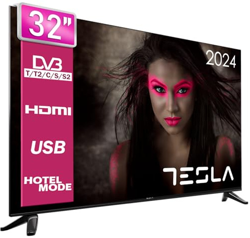 Tesla - Televisor de 32 (81cm), Televisión Resolución HD, No Smart OS, WiFi, 2 Altavoces de 10W, Dolby Virtual Surround, VESA 200x100, Conectividad x2 HDMI, x1 USB, 1.366x768 (32M325BH) - 2023