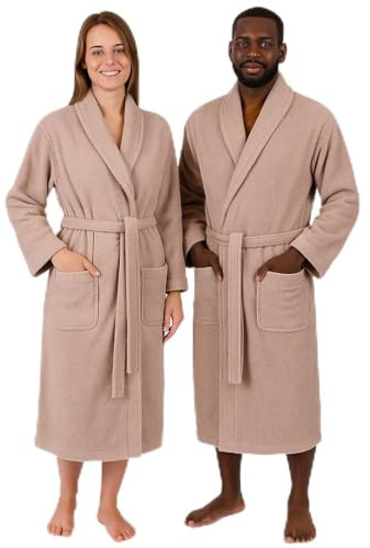 Betz peignoir d'intérieur en coton avec col châle pour hommes et femmes adapté pour sauna et bain Couleur cappuccino Taille S/M