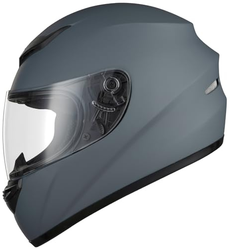 Favoto Casco Integral para Moto, Casco de Motocicleta Transpirable para Mujer Hombre Adultos, Protección de Seguridad, Certificado ECE, 57-58cm Gris