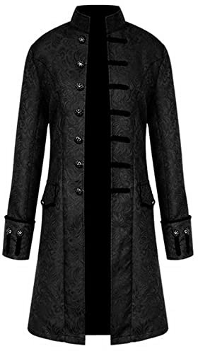 Gefomuofe Herren Jacke Frack Vintage Gothic Anzugjacke Regular Fit Vintage Jacke mit Waistcoat Gehrock Viktorianischen Uniformkleid Männer Uniform Fit Anzug Fasching Kostüm