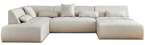 Lisa Design Onyx - canapé panoramique d'angle Gauche 7 Places - en Tissu
