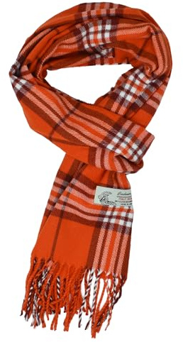 Glory Max Unisex Schal mit Schottenkaro, weiches Kaschmir-Gefühl, 183 x 30 cm, Orange/Abendrot im Zickzackmuster (Sunset Chevron), 72 x 12 x 0.2