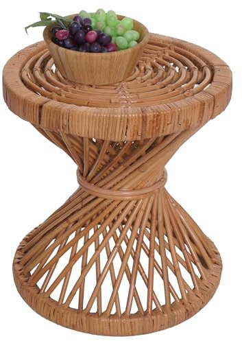 Mendler Beistelltisch HWC-M31 rund 43x38x38cm Kubu-Rattan Natur | Blumentisch, Rattantisch, Kaffeetisch