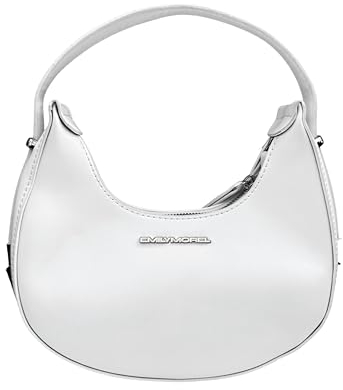 Emily Morel Borsa a Mano a spalla Donna Piccola - Borsetta a Mezzaluna PU Pelle Sintetica - Borse moda Estate 2024 PENELOPE (Bianco)