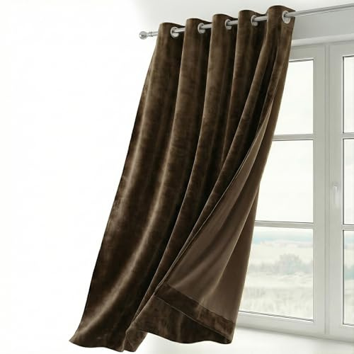 BEAUTEX Samtvorhang Ösen Braun 300x245 cm Velvet Verdunkelung | Weicher Velvet-Samt, blickdicht, lichtmindernd, pflegeleicht, viele Farben und Größen
