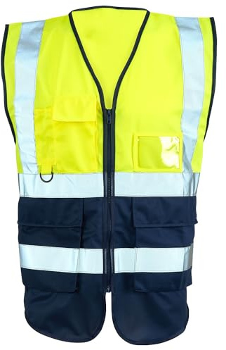 Stormway High Visibility Zip Vest - Yellow Reflective Safety Waistcoat, Hi Viz Work & Utility Jacket, Neon Security Clothing for Running, Hi-Vis PPE, Fluorescent Construction and Outdoor Wear