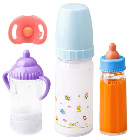 Aznever Puppenflaschen-Set, 3 Stück Sichere Magische Puppen-Milchflaschen, Verschwindende Milch- Und Saftflaschen, Puppen-Fütterungsspielzeug-Set Mit Schnuller
