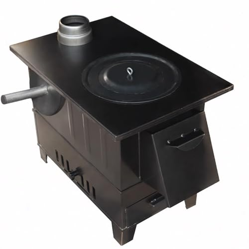 OUTFYT Firewood Stove, Holzofen Indoor, Tragbarer Holzofen, Rauchfreier Holzofen Aus Gusseisen für Den Innenbereich mit Ofen Zum Heizen und Kochen