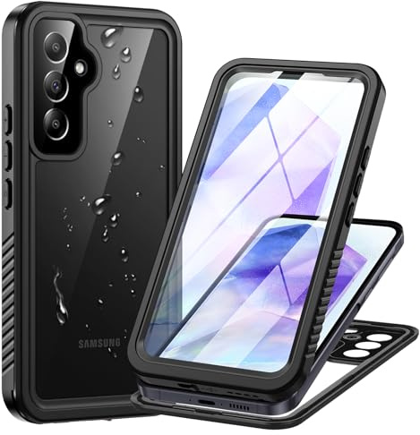 Focusor für Samsung Galaxy A55 5G Hülle IP68 Wasserdicht 360 Grad Outdoor | Schwarz,Wasserfest Schutzhülle,Waterproof,Handyhülle mit Displayschutz,Stoßfest Panzerhülle,Full Cover,Staubdicht,Baustelle