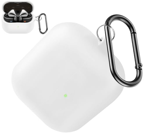 Miimall Protective Case for Samsung Galaxy Buds 3 FE/Buds 3 Pro/Buds 3 Cover, [Wireless Charging] [Dust Plug] [Keychain] [LED Visible] Anti-drop Shockproof Galaxy Buds 3 Silicone Case-White