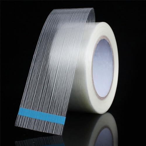 1 rotolo di nastro adesivo in fibra di vetro, nastro adesivo rinforzato per riparazioni e imballaggi, nastro trasparente per scatole di spedizione resistenti, nastro impermeabile per riparazioni in