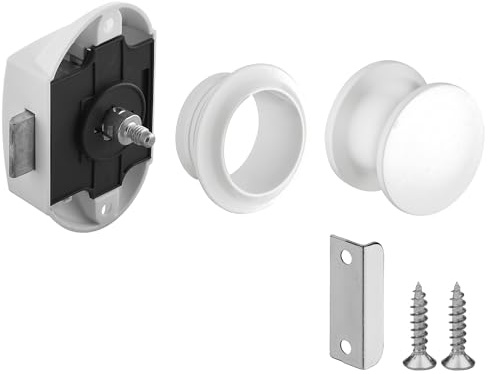 CyclingColors Druck-Schlösser Push Lock Button Lock Türschrank Schrank 25mm Kein Schlüssel Erforderlich für Caravan Van Yacht Wohnmobil, Weiß