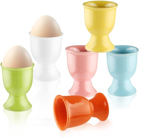 6 hueveras de cerámica de porcelana para huevos hervidos suaves, desayuno, fiesta, comedor, multicolor