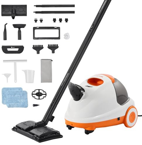 VEVOR Limpiador a Vapor Multiuso con 23 Accesorios Limpiador a Vapor con Cable de Alimentación Extralargo, Tanque de 2,5 L y Mango Portátil para Lechada, Azulejos, Pisos, Electrodomésticos, Automóvil