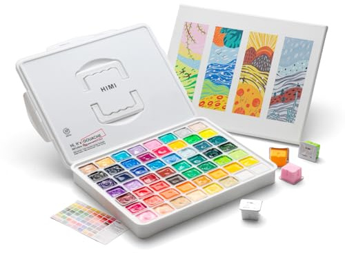 HIMI Gouache Paint Set 56 colori, 30 g, Jelly Cup Design in una borsa per il trasporto, perfetto per artisti, Gouache Opaque Art Supplies for Professionals