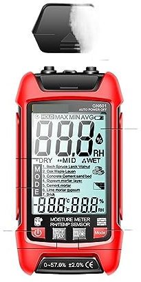 Misuratore di Umidità, GN601 0~99,9% Igrometro for legno 20,5% RH Display Misuratore di umidità for legno Misura multiscena Temperatura Umidità Tester sonda per legna da ardere, legname e mattoni