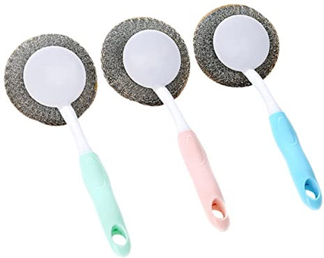 WRITWAA Cepillo Acero Mango Fregador De Ollas y Platos para Limpieza De Cocina y Lavar Platos