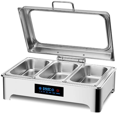 Aocay Chafing Dish Elektrisch Gastronomie 9L, Wärmebehälter für Speisen Elektrisch, Buffetwärmer Elektrisch mit Deckel, Warmhaltebehälter Essen mit Smart Touch für Catering, Buffet, Party (1/3)
