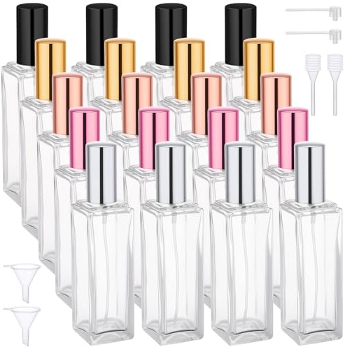 Segbeauty Frasco Perfume Recargable, 20 Piezas 30ml Atomizador Perfume Recargable, Bote Colonia de Vidrio, con Cabezale de Bomba, Embudo y Pipetas