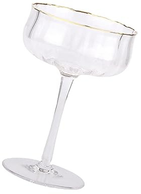 Mipcase Calice Da Bere in Vetro Cristallo 260 Ml Bordo Dorato, Bicchiere Di Succo e Bicchiere Da Cocktail Versatile Per Brindisi e Uso Quotidiano
