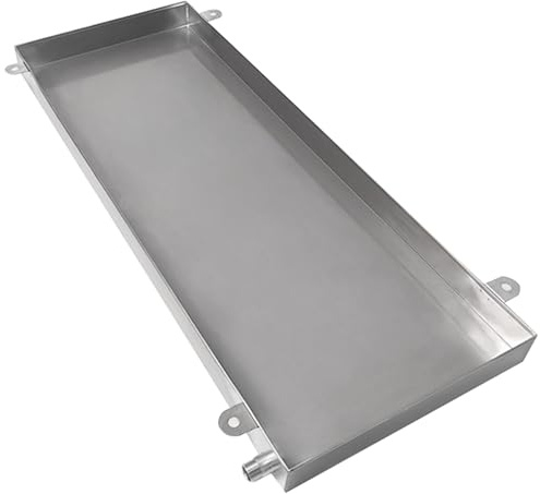 WPWSDWMX Bac de Récupération d'eau en Acier Inoxydable pour Climatiseur, Bac pour Lave-Linge/sèche-Linge avec Évacuation et Trou de Suspension(84 * 38cm/33 * 15in)