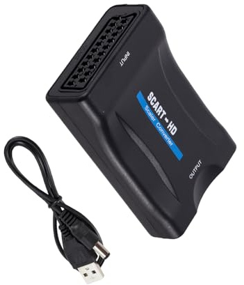 Interfaces péritel vers multimédia 1080p Convertisseur Boîtier d'amélioration de la vidéo avec câble d'alimentation USB Adaptateur péritel