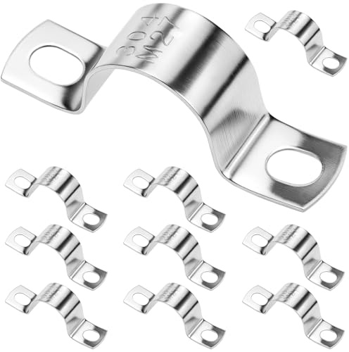 QWORK® 10 Piezas abrazadera en U metalicas, Ø 25 mm abrazaderas de tubo acero inoxidable 304, para tuberías, cables, tuberías de agua