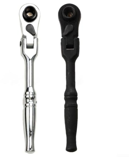 Ratchet Handle 1/4 Inch, for Flex Head 5 Degree Swing Ratchet, 2 in 1 Ratchet Tool Socket Wrench, Thumb Switch Reversible Mechanism (2pcs)