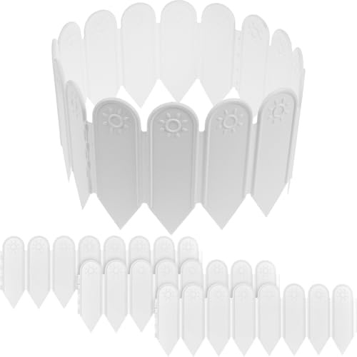 DOITOOL 5 Stück Kunststoff Gartenzaun 15cm Hoher Zierzaun für Blumenbeete und Rasen Wetterfeste Garteneinfassung für Hof und Terrasse Wiederverwendbare Rasenkante Weiß
