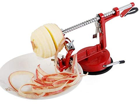 Akozon Pelapatate in Metallo 3 in 1 a Manovella con Strumento per Sbucciare le Verdure con Base a Ventosa Preparazione della Frutta Senza Sforzo