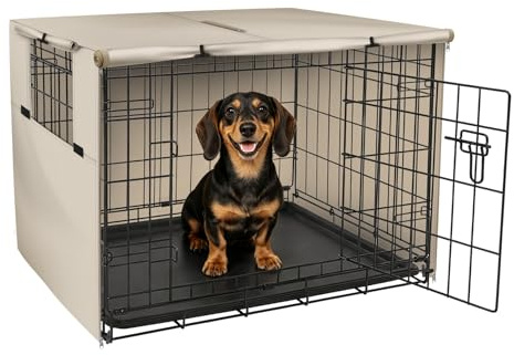 Explore Land Abdeckung für Hundekäfig, 61 cm, strapazierfähiges Polyester, universelle Passform für Hundekäfige aus Draht, Hellbraun