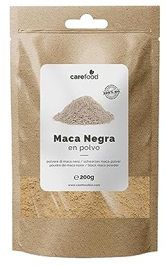 Carefood - Maca Noire Bio en Poudre 200 g - Superfood 100% Biologique Adapté aux Véganes - Superfood Naturel Idéal pour des Smoothies et Jus Riches en Nutriments