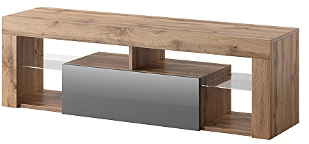 Selsey TV Schrank Board Sideboard Fernsehtisch Fernsehschrank 140 cm Stehend Eiche Lancelot Grau Bianko